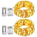 Tobbiheim 2 Set Fairy Lights String Battery Operated Waterproof 8 Modes 60 LED 26.2ft Copper Wire Light with Remote and Timer IP68 Battery Case for Outdoor & Indoor - Warm White（Battery Not Included)