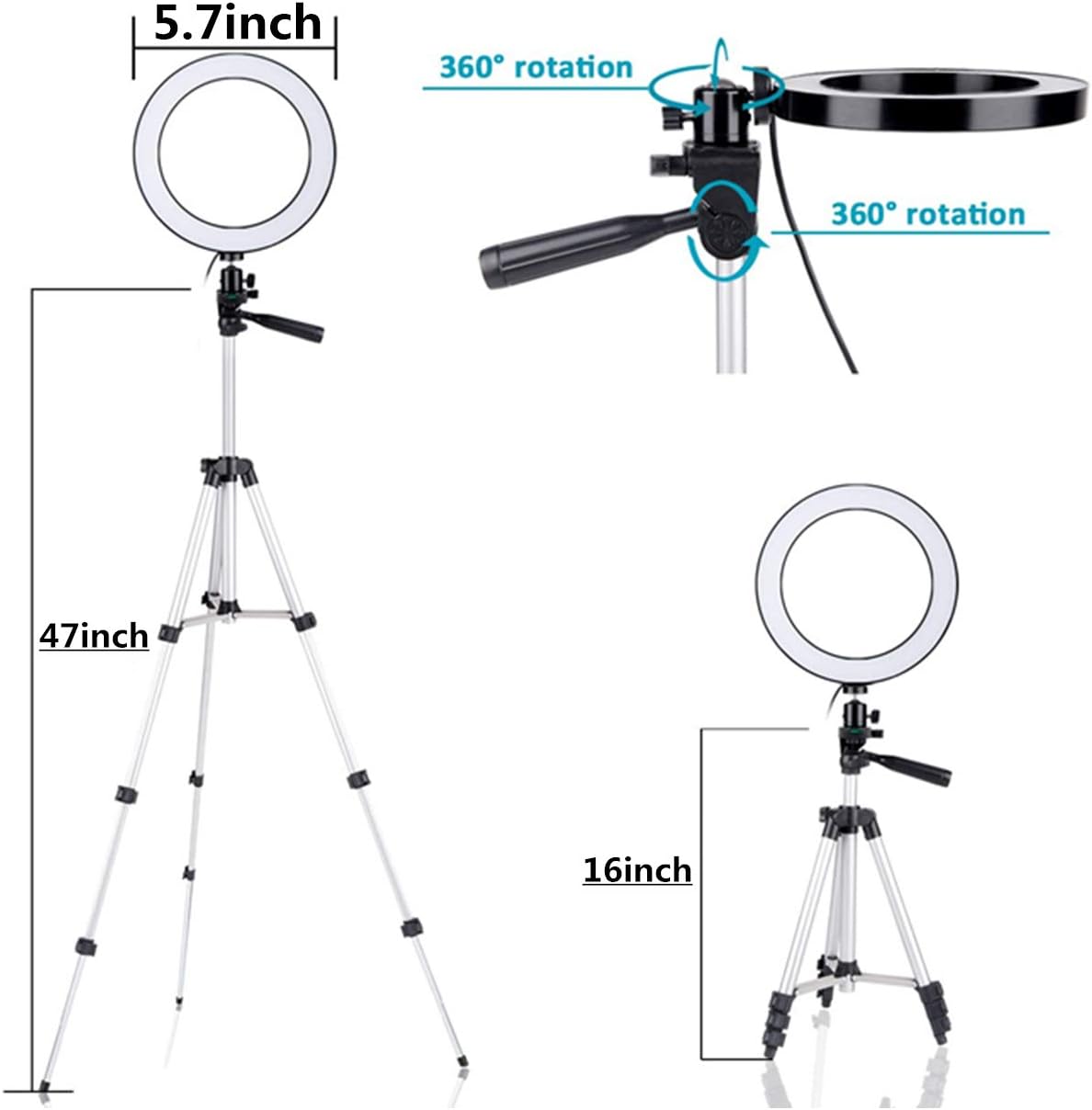 JaxTec 7.9″ Ring Light with Tripod Stand for YouTube Video and Selfie