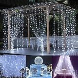 slashome Window Curtain Lights,29V 600 LED 19.8X9.8 feet with 8 Lighting Modes Christmas String Fairy Lights for Wedding, Home, Garden, Party, Festival, Holiday Decor.(White)