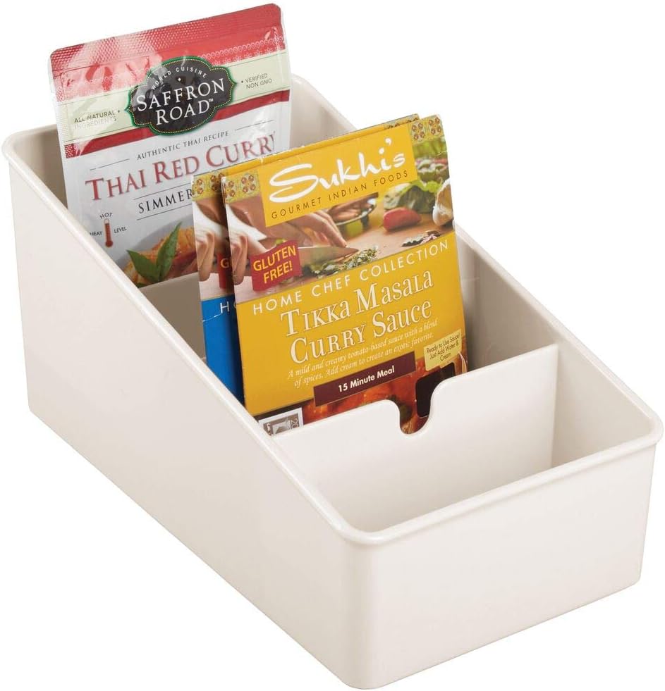mDesign Plastic Food Packet Organizer Bin Caddy Storage Station for