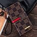 RAYTOP® Luxury Brand Designer Brown Checks Synthetic Leather Cases for Apple iPhone 5 5s Folding Flip Covers Plaid Checkered Striped Gold Logo Top Rated Quality Men Guys Gift Cheap