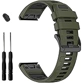 22mm Silicone Watchband Compatible with Garmin tactix 8/Fenix 8 pro AMOLED 47mm/7 Pro/7/6 Pro/6/5 Plus/5,QuickFit Straps for Fenix E/Forerunner 945/955/965/970/epix Pro/Approach S70/S62/quatix 8 47mm