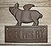 Starworld- Heavy duty Cast Iron Rust Primitive Antique Style When Pigs Fly Plaque Flying Pig Sign Rustic Ranch Wall Home garden Decoration & Great Gift (Size:7.25 x 8 inch) Rust Brown Finish