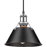 Golden Lighting 3306-S PW-BLK Orwell Mini Pendant, Pewter with Black Shade- Pendant Lighting, Pendant Light, Ceiling Light, C
