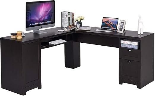 Amazon Com Tangkula 66 66 L Shaped Desk Corner Computer Desk