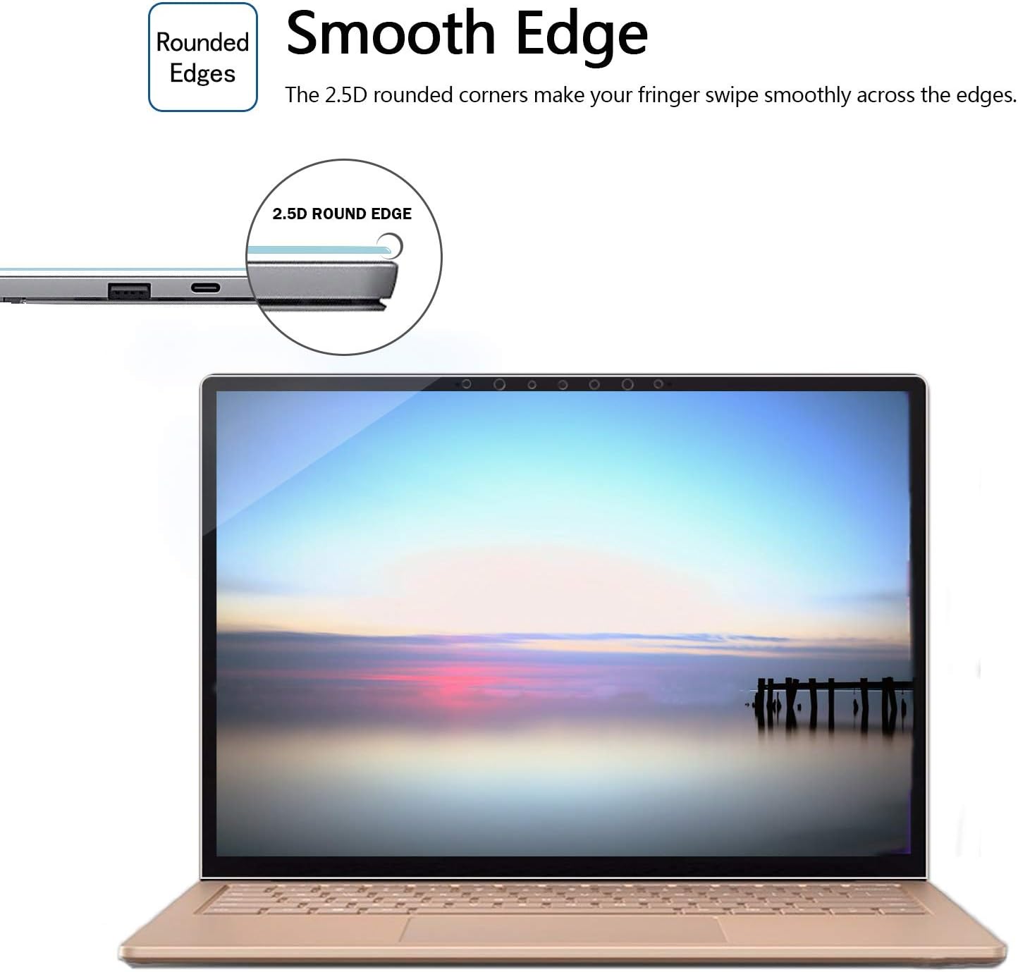 MEGOO [2 Pack Tempered Glass for Surface Laptop 6/5/4/3 15 inch - Bubble-Free Install, Scratch-Resistant, HD Clarity - Image 4