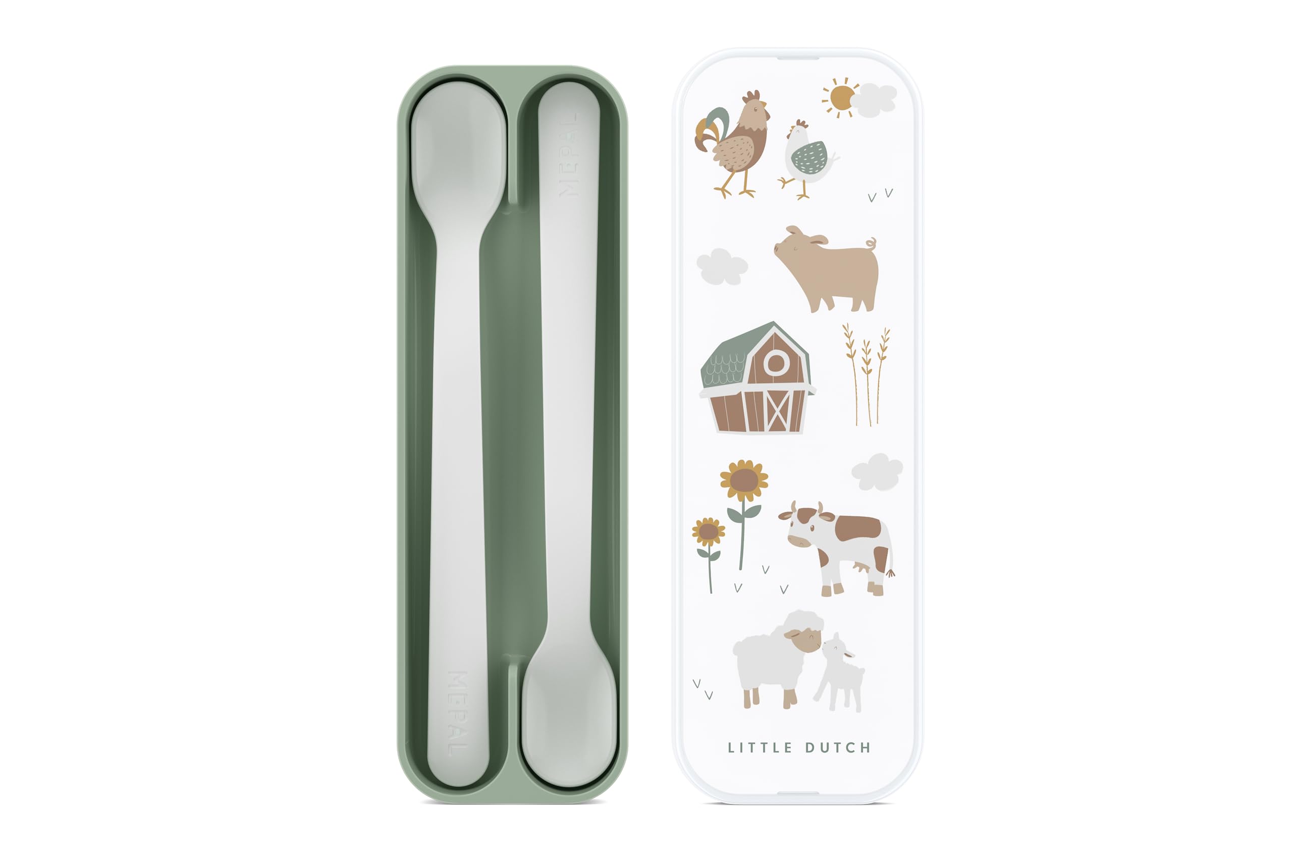 Mepal – Baby Feeding Spoon Mepal Mio – Long-Handled Baby Spoon – Dishwasher-Safe Baby Spoon – Baby Utensils - & BPA-Free - Set of 2 – Little Farm