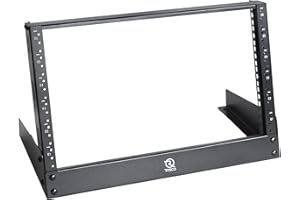 RIVECO 6U Desktop Rack for Audio & Network Devices 19 Inch 2 Post Table Top Rack Mount with Reinforced Beam, Free Standing Racks for IT Server Sound AV Music Recording Equipment