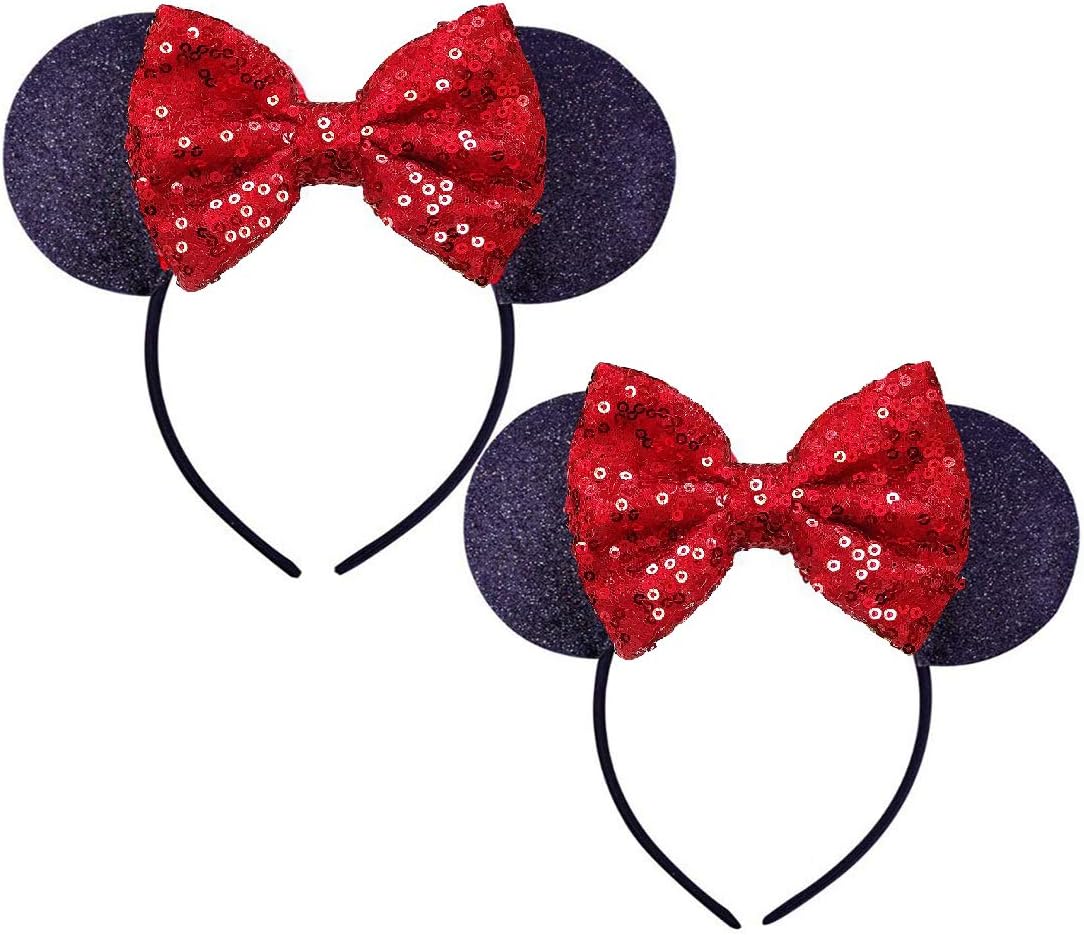 Mouse Ears, FANXIER 2 Pcs Mice Ears Headbands Hair Band for Children Mom Baby Boys Girls Birthday Party