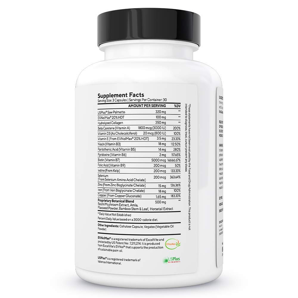 Hair La Vie Clinical Formula Hair Vitamins with Biotin and Saw Palmetto - Thicker Healthier Hair Growth : Beauty