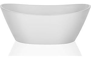 Empava Acrylic Freestanding Bathtub 59 inch Contemporary Stand Alone Deep Soaking Tubs with Overflow and Drain in White