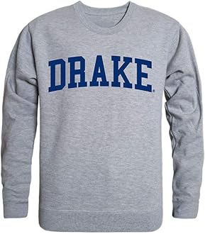 W Republic Drake University Game Day Crewneck Pullover Sweatshirt Sweater Heather Grey, Large