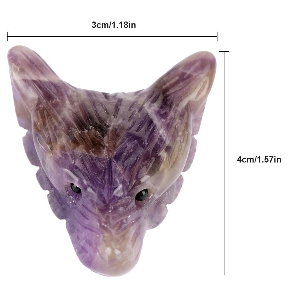 Crystal Stone Pendant, 4cm Wolf Head Necklace Pendant Hand Carved Wolf Head Charm DIY Jewelry Accessories(Amethyst)