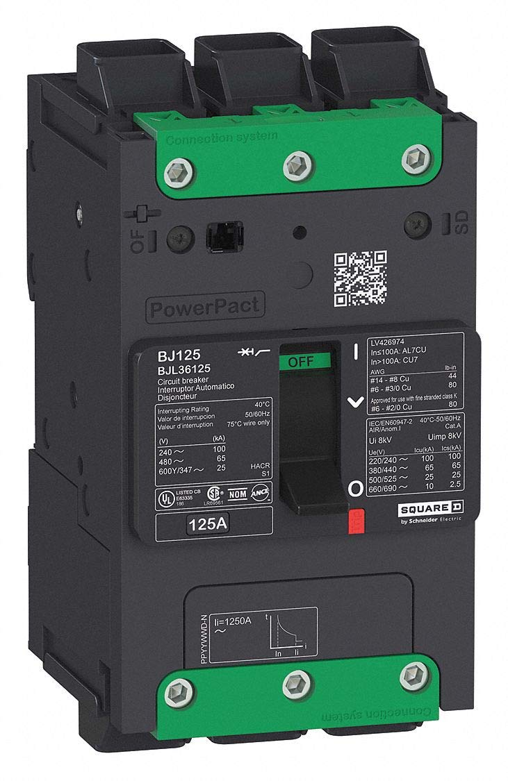 Square D Circuit Breaker, 30 Amps, Number of Poles: 3, 347/600VAC AC