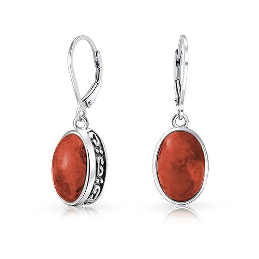 Bali Style 3CT Oval Orange simulierten Koralle Edelstein Blende Drop baumeln Leverback Ohrringe Frauen Sterling Silber