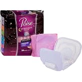 Poise Overnight Incontinence Pads for Women, Ultimate Absorbency, 24 Count (Pack of 2) (Packaging May Vary)