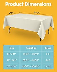 Niuara Ivory Fabric Rectangle Table Cloth - 6
