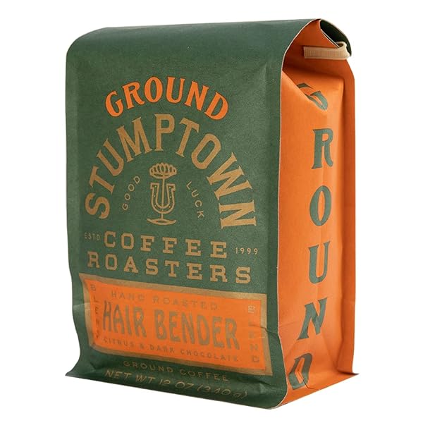 STUMPTOWN COFFEE ROASTERS, MEDIUM ROAST GROUND COFFEE – HAIR BENDER 12 OUNCE BAG, FLAVOR NOTES OF CITRUS AND DARK CHOCOLATE