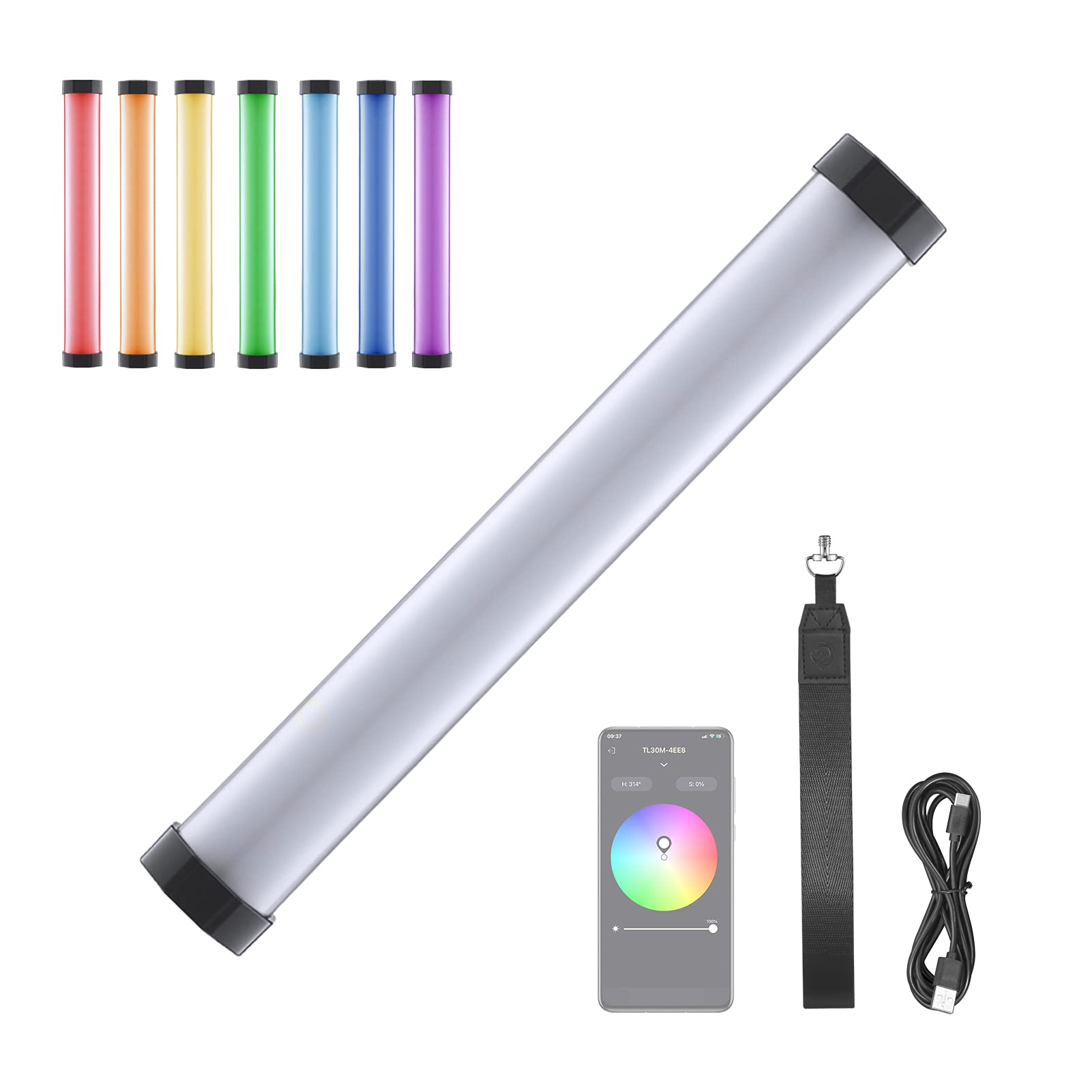 Godox TL30 Full Color RGB Tube Light Professional LED Photography Light Wand Bi-Color Temperature 2700K-6500K CRI97 TLCL99 APP/On-Board Control with Storage Bag for Studio Photography Video Recording