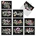 M2358TYB Chalk And Roses: 10 Assorted Blank Thank You Note Cards Featuring Chalkboard Styled Written Gratitudes Combined with Beautiful and Colorful Floral Sprays, w/White Envelopes.