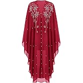 IBTOM CASTLE Abaya for Women Muslim, Beaded Embroidered Maxi Kaftan Dress Cardigan Caftan Dubai Arabic Kimono Robe