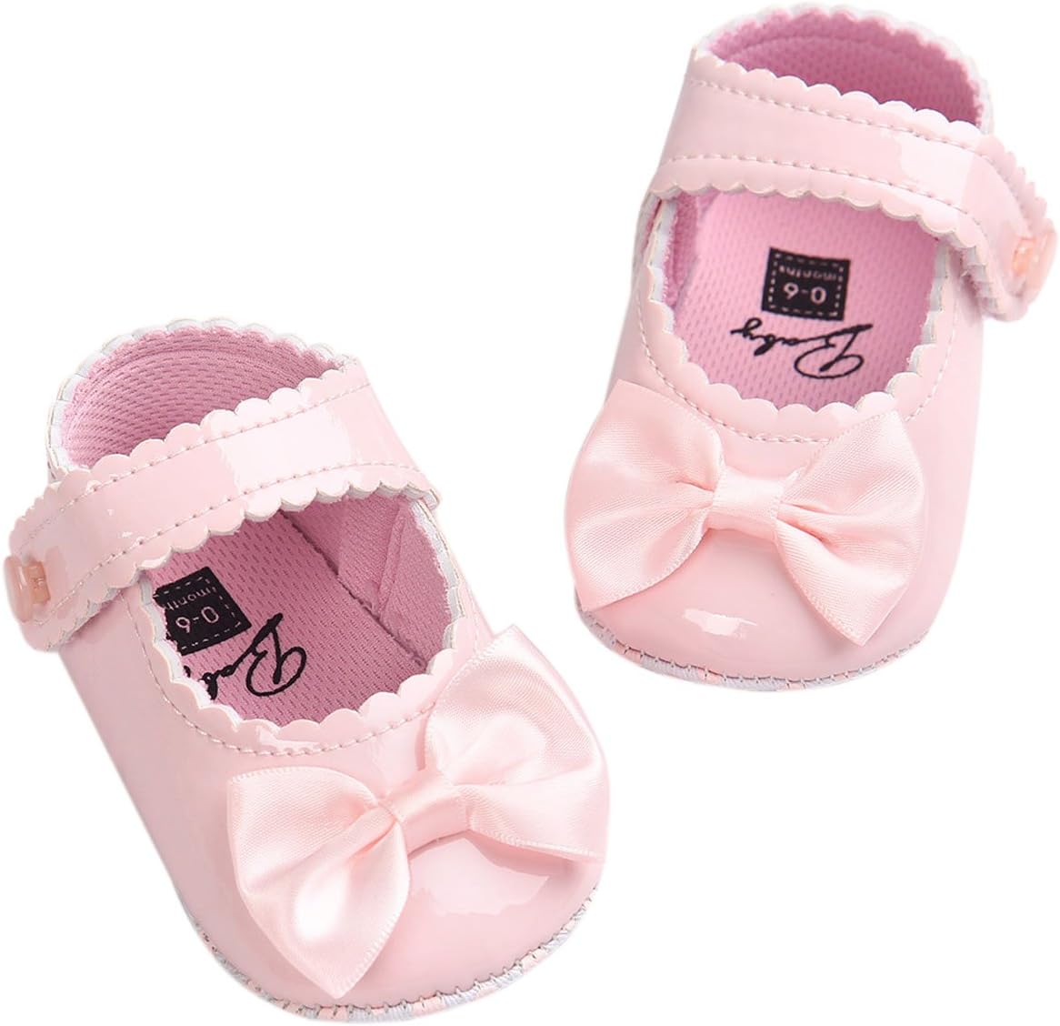 Fire Frog Baby Girls Mary Jane Burnish Pu Leather Bowknot Pincess Prewalker Christening Baptism Crib Shoes