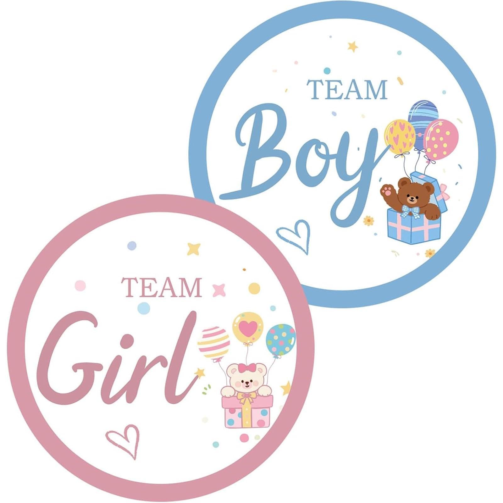 60 Pieces Gender Reveal Stickers - Waterproof Baby Shower Decorations with Cute Bear Design for Party Supplies (30 Pink + 30 Blue)