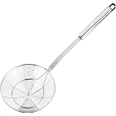 Hiware Solid Stainless Steel Spider Strainer Skimmer Ladle, Kitchen Utensils Wire Strainer Pasta Strainer Spoon, 7 Inch