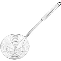 Hiware Solid Stainless Steel Spider Strainer Skimmer Ladle, Kitchen Utensils Wire Strainer Pasta Strainer Spoon, 7 Inch