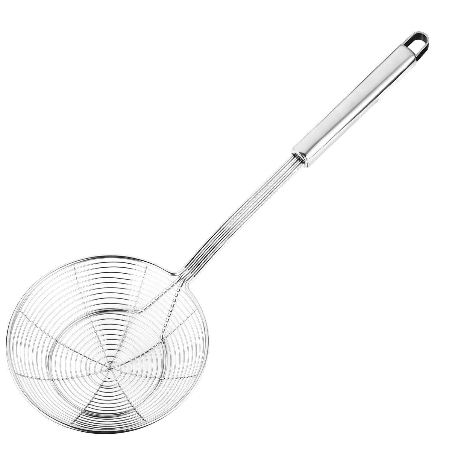 Photo 1 of Hiware Solid Stainless Steel Spider Strainer Skimmer Ladle, Kitchen Utensils Wire Strainer Pasta Spoon, 7 Inch