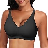 Seamless Bras for Women, No Underwire Comfort Push Up Wireless Bras for Women Full Coverage Bralette Scalloped Everyday Bra