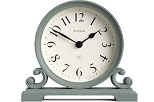NEWGATE® Divisadero Mantel Clock | Traditional Double Scroll Design | Asparagus Green | Classic Style for Desk, Table top, Shelf or Bedside