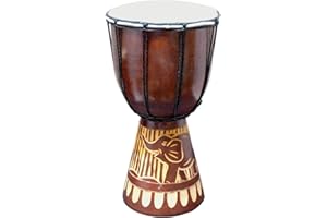 STONEAGE ARTS Djembe Drum Carved Bongo African inspired music also a unique gifting idea. Carver Abstract Elephant Giraffe Turtle. (12 Inch, Elephant)