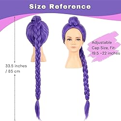 morvally 33.5 Inches Purple Long Braided Ponytail