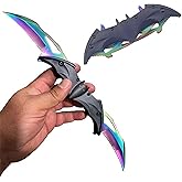 iWrot Dark Bat Knight Double Blade Folding Pocket Knife with Spring Assist,Tactical Belt Clip Knives Great Gift for Outdoors Hunting Camping Fishing