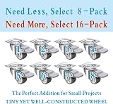 JGJC 8 Pack 1" Low Profile Soft Rubber Swivel Caster Wheels with Brakes 100lb view 4