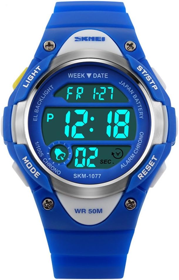 SKMEI Girls Kids Outdoor Sport Alarm Digital Waterproof Multifunction Electronic Watche Unusual Analog Quartz Dual Time Zone Waterproof PU Resin Band Watch with Chronograph Classic Design for Children