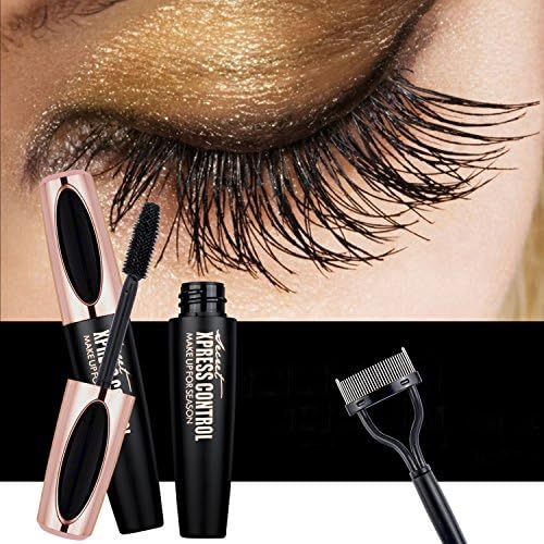 USHION 4D Fiber Lash Mascara - Waterproof Long Lasting Extension Long Eyelashes Mascara with Free Eyelash Comb Black - 1PC