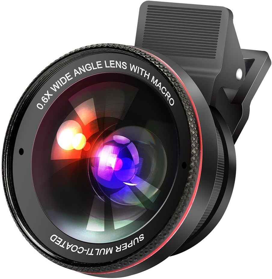 Cakii 2 in 1 HD Mobile Phone Camera Lens Kit for iPhone,0.6X Super Wide Angle Lens, 15X Macro Lens,For iPhone 7 / 6s / 6s Plus / 6/5, Samsung, HTC and Other Smart Phones, Black
