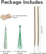Mcbazel Moss Pole 2-Pack 60cm Bendable Coir Plant Support with Ties view 9