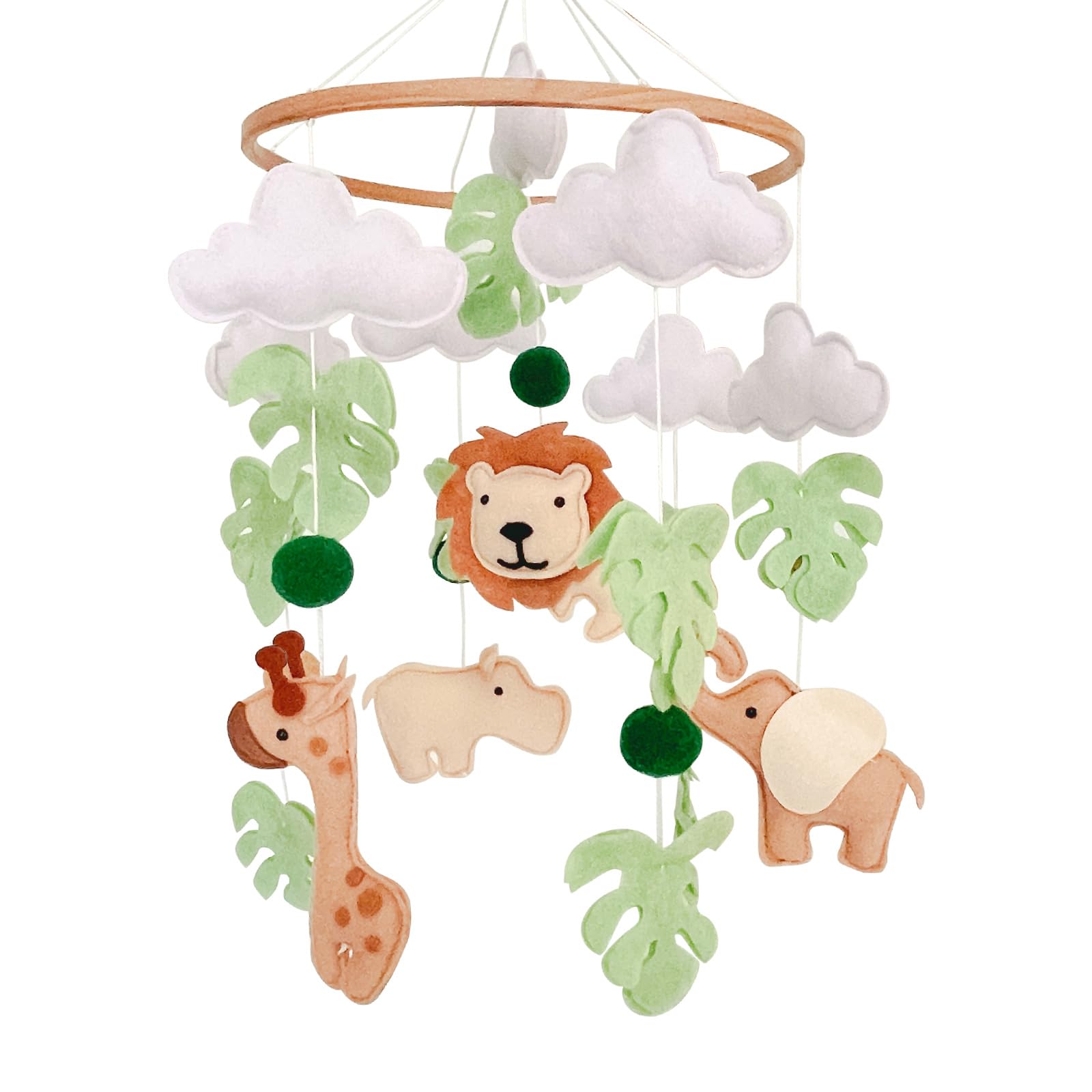 Photo 1 of Safari Baby Mobile, Jungle Mobile for Crib, Crib Mobile for Boys and Girls, Nursery Mobile for Bassinet, Pack and Play,Lion Elephant Giraffe Hippopotamus Mobile