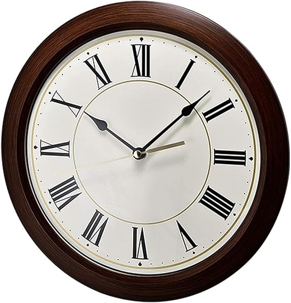 Retro Glowing Wall Clock Brown Wood Grain Mute Large Digital Wall Clock