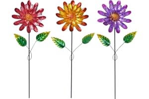 DUSVALLY Metal Flower Stake Garden Stake Metal Flower Yard Lawn Ornaments Plant Pot Flower Bed Decor,Set of 3
