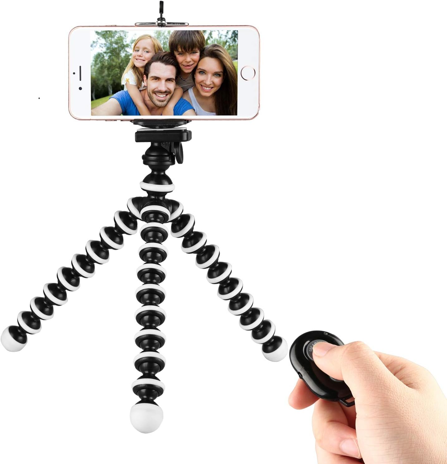 Phone Tripod,Portable and Flexible Adjustable Cell Phone Stand Holder with Remote and Universal Clip Compatible with iPhone Android Phone Compact Digital Camera Sports Camera GoPro