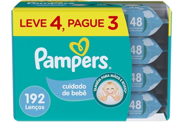 Lenços Umedecidos Pampers Cuidado de Bebê 192 Unidades