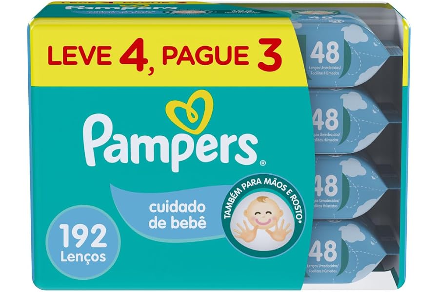 Lenços Umedecidos Pampers Cuidado de Bebê 192 Unidades