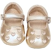yibubu Fashion Gold Bow Baby Girl Shoes Soft Sole Crib Shoes for Infant & Toddler, Non-Slip First Walkers Newborn Baby Mary Jane Flats