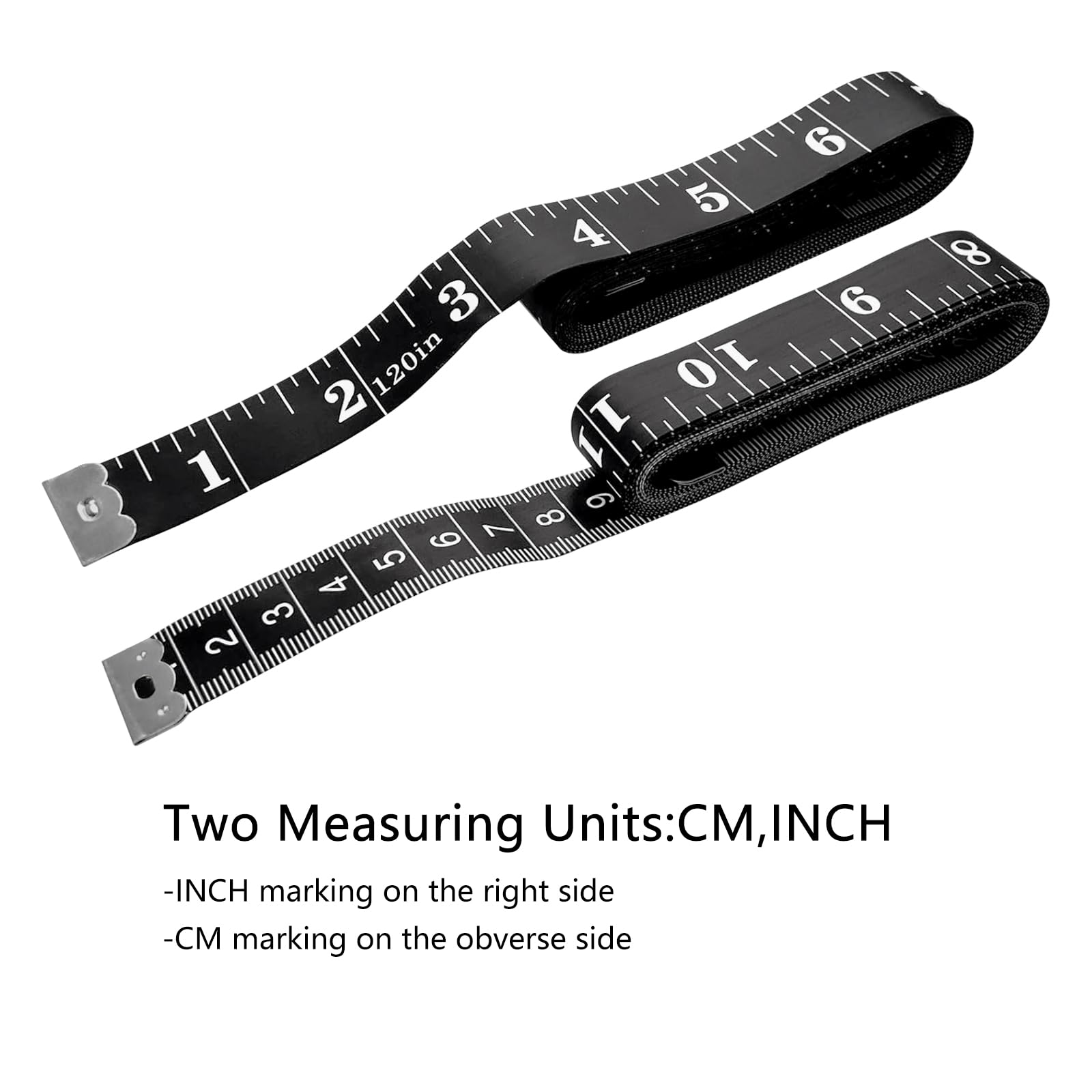 GDMINLO 2 Pack Sewing Tape Measure120Inch/300cmDouble-Scale Soft Tape Measuring Body Weight Loss Medical Body Measurement Sewing Tailor Cloth Ruler Dressmaker Flexible Ruler Tape Measure (Black)