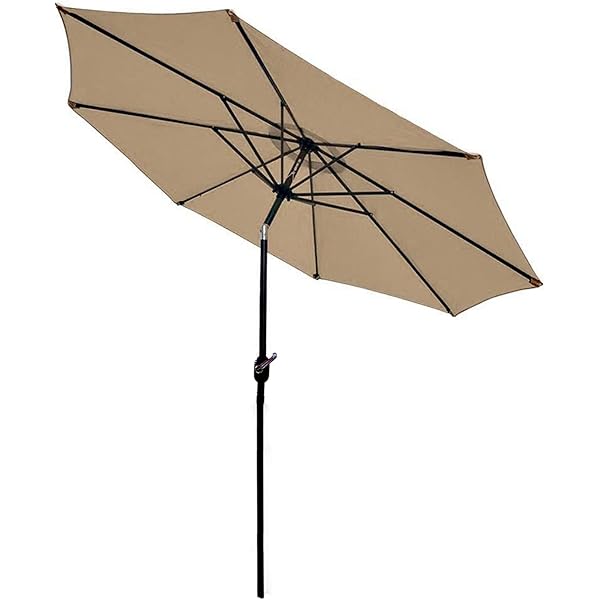 Amazon Com Blissun 9 Outdoor Market Patio Umbrella With Push Button Tilt And Crank 8 Ribs Tan Garden Outdoor