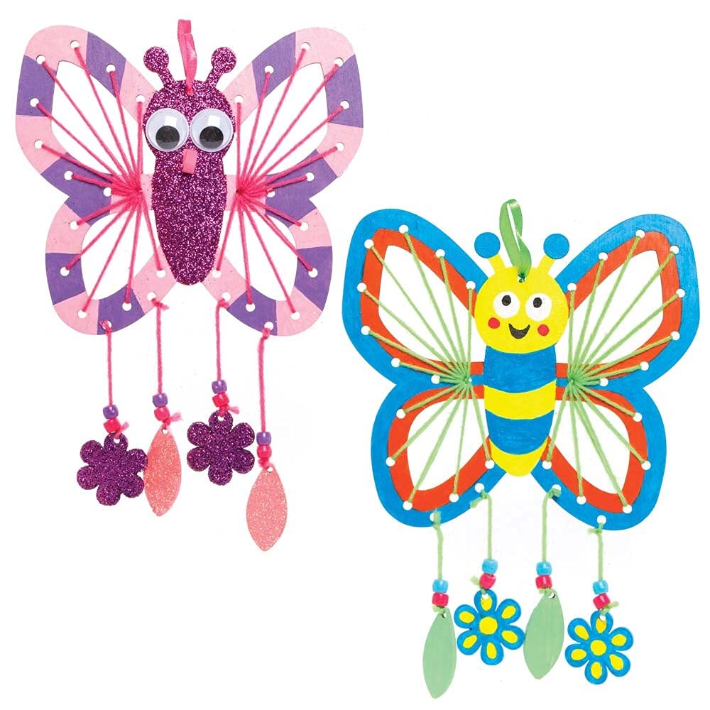 Baker Ross FE152 Butterfly Wooden Dreamcatcher Kits, Pack of 4, Make Your Own Dream Catcher - Image 4